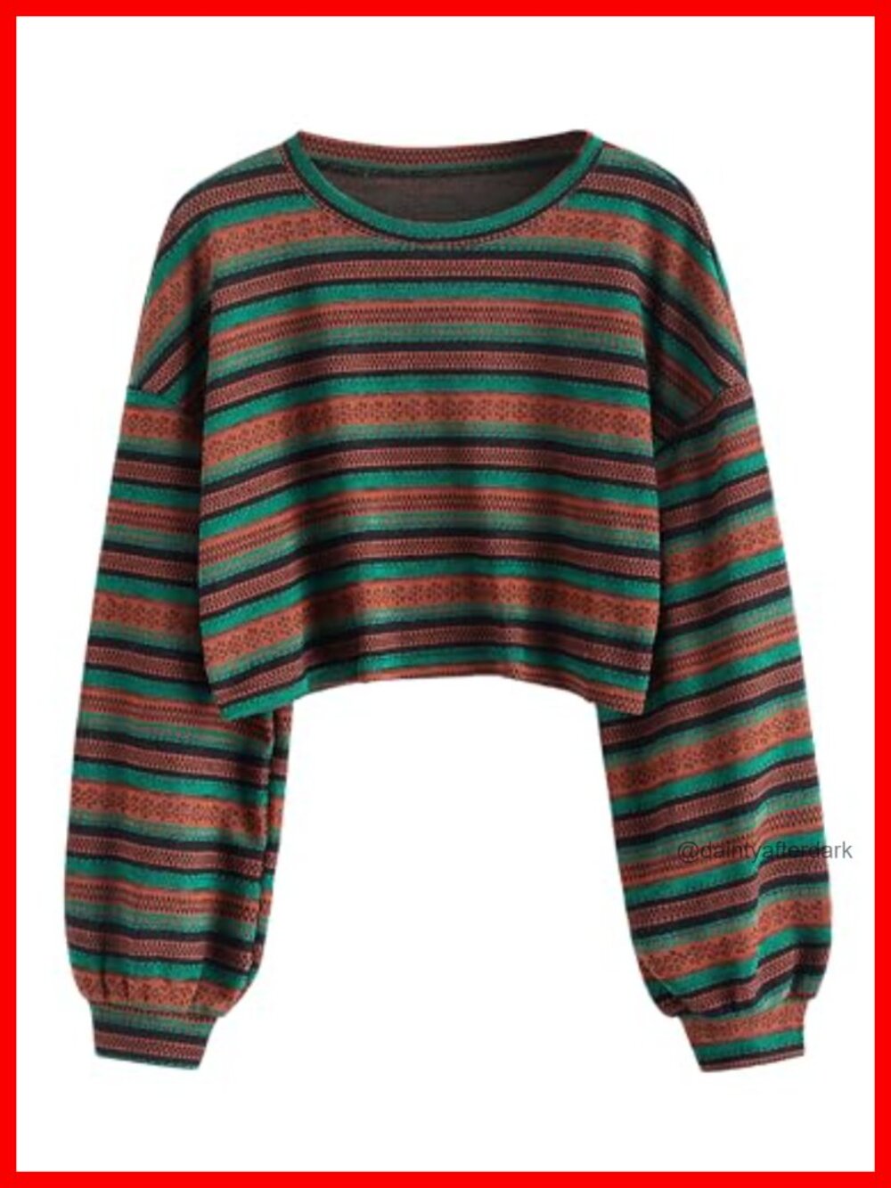 Bohemian Tribal Graphic Cropped Knit Pullover Sweater